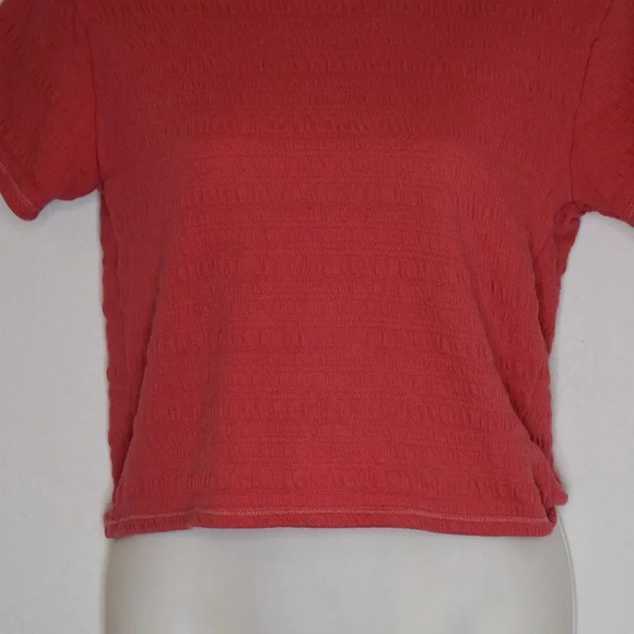 American Eagle Smocked Crop Tee Sz XS Top Shrunken Fit Boho Minimalist Barbie - Picture 4 of 16